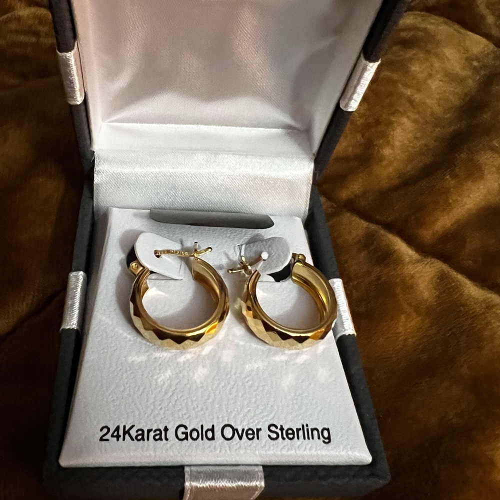 Gold Hoop Earrings - 24k over Sterling